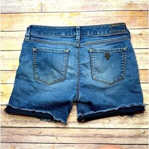 Guess Brittney Skinny Blue Denim Cutoff Jean Shorts Women's Size 27 Long Bermuda